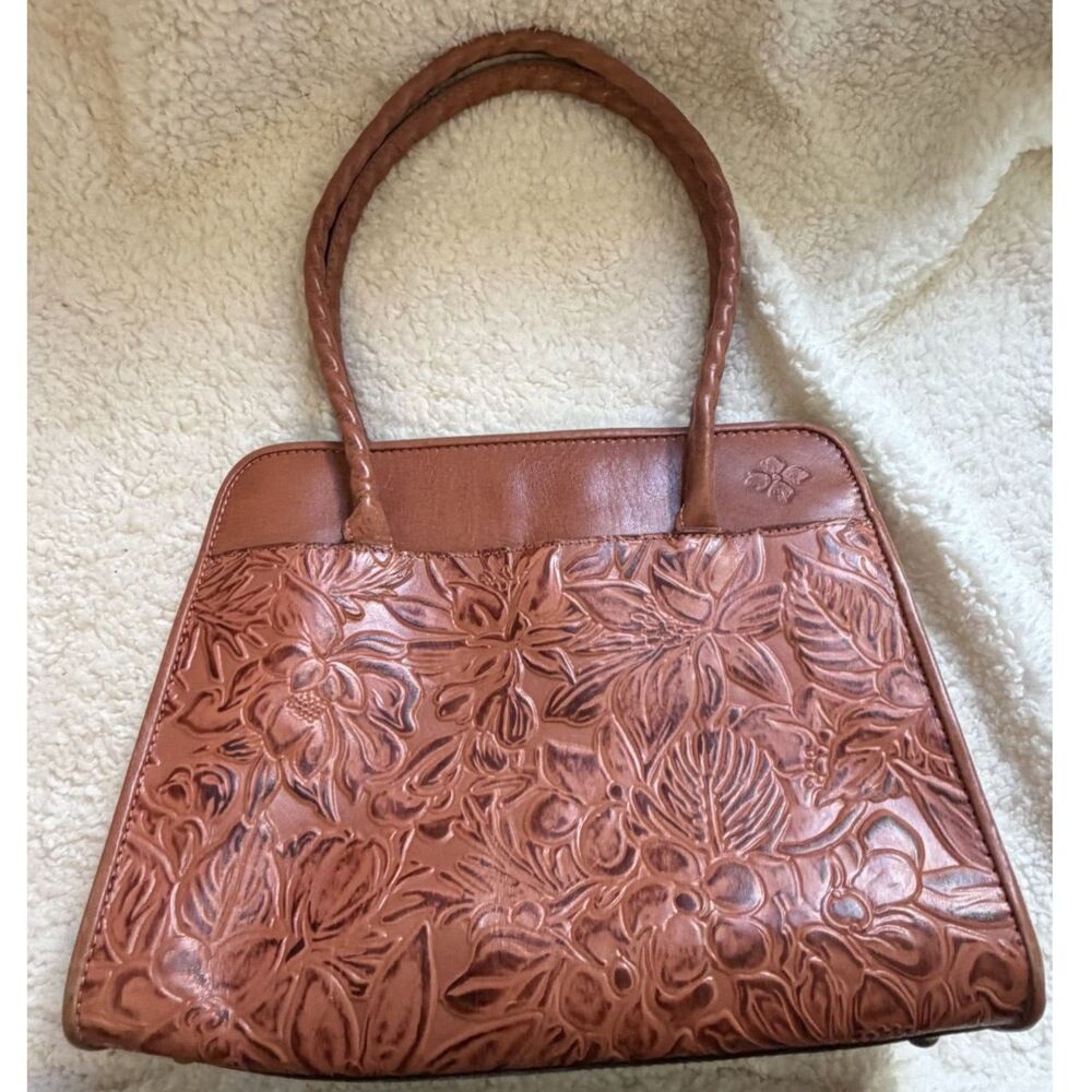 Patricia Nash Paris Large Satchel Tooled Handbag Purse Florence Leather EX